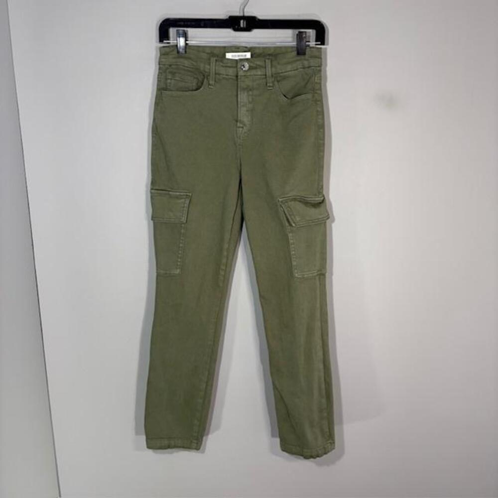 Good American Good Legs Crop Jeans Womens 2/25 Green Olive Cargo Skinny Denim